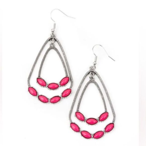 Summer Staycation Pink Earrings (17) - Picture 2 of 2